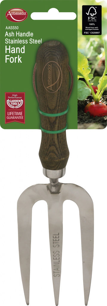 Ash Handle Stainless Steel Hand Fork