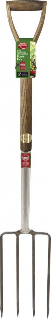 Ash Handle Stainless Steel Border Fork