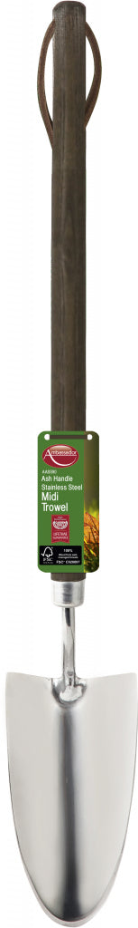 Ash Handle Stainless Steel Midi Trowel