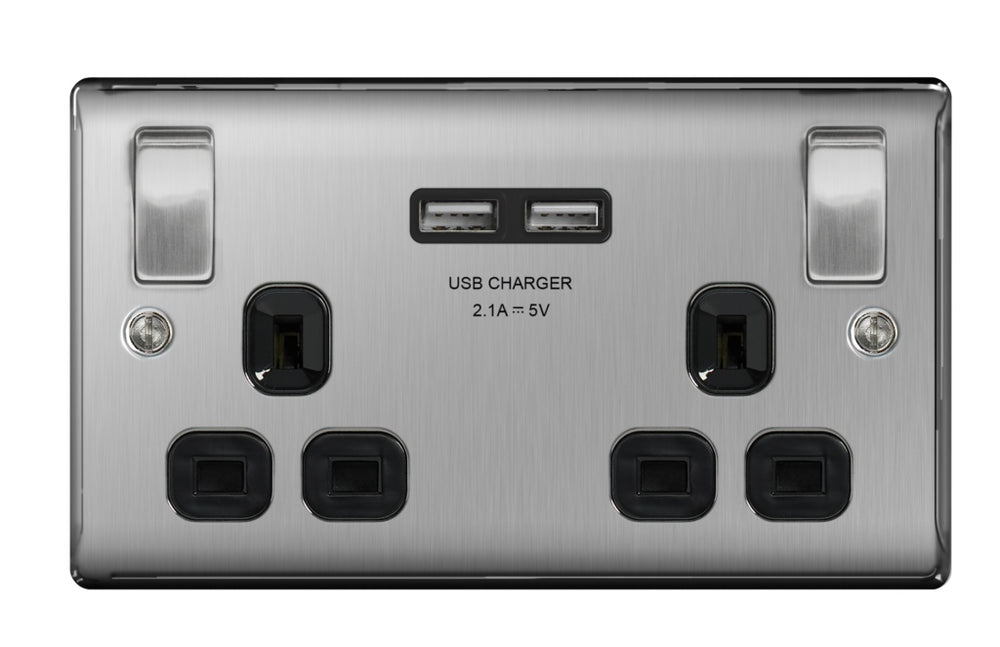 13a 2 Gang Switch Socket & USB