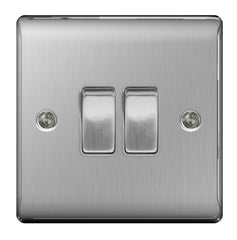 Brushed Steel 10ax Plate Switch 2 Way