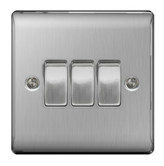 Brushed Steel 10ax Plate Switch 2 Way