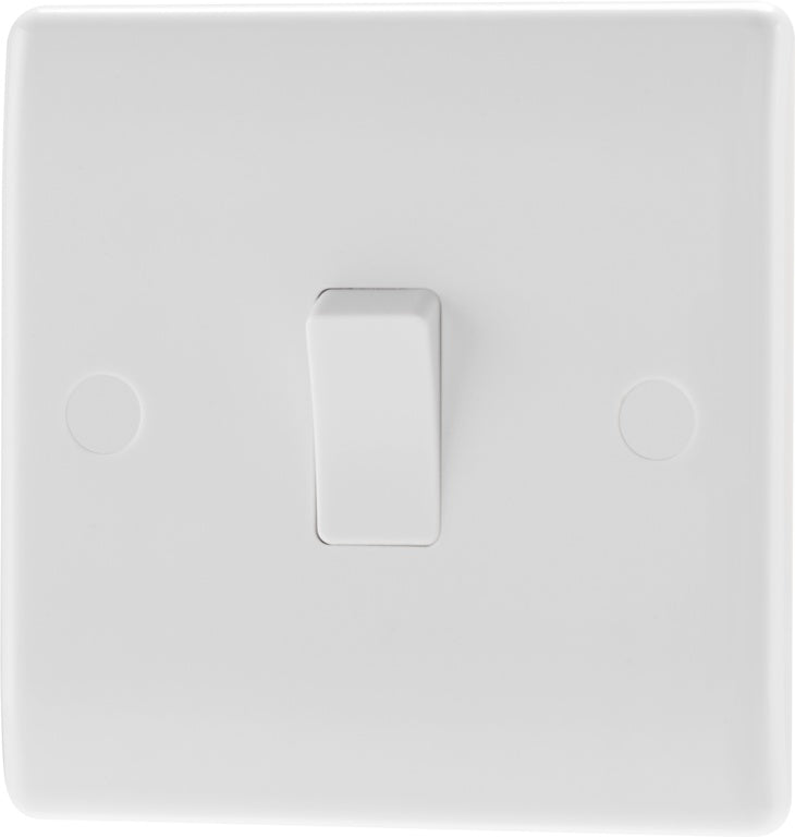 1 Way 1 Gang White Round Edge Switch