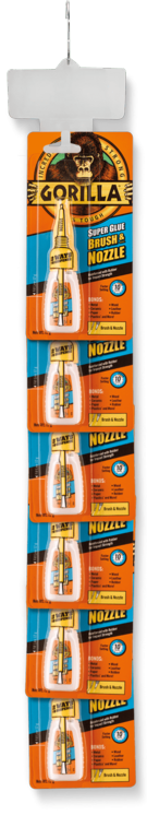 Super Glue Brush & Nozzle 6 Piece Clip Strip