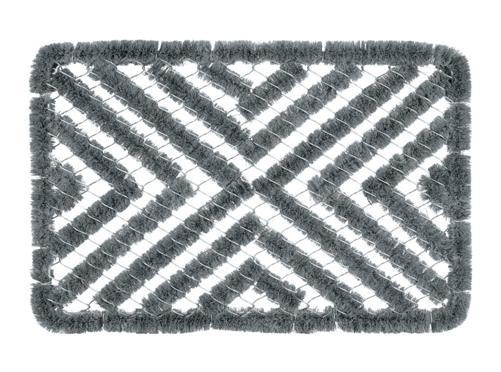 Rectangular Wire Scraper Mat Grey