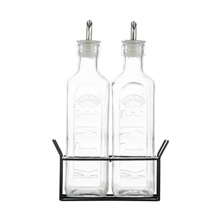 Oil Bottles & Metal Rack