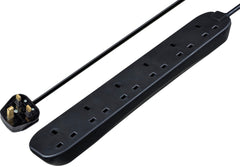 6 Gang Black Extension Lead With 2m Cable