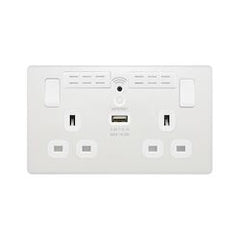 13a 2 Gang Plastic Switched Socket With Wifi & USB
