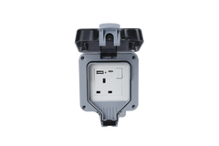 Single Outdoor Weatherproof Switched 1 Gang Socket With USB-A & USB-C