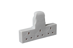 T Shaped 3 Way Plug In Adaptor