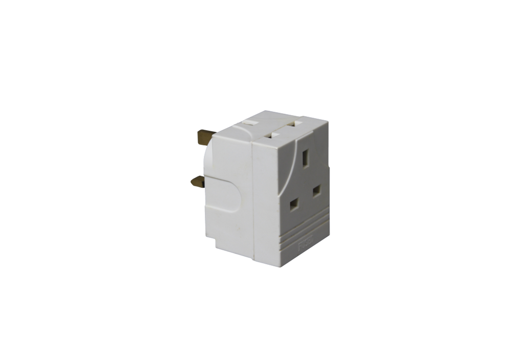3 Way Plug In Adaptor Fused White 13 Amp
