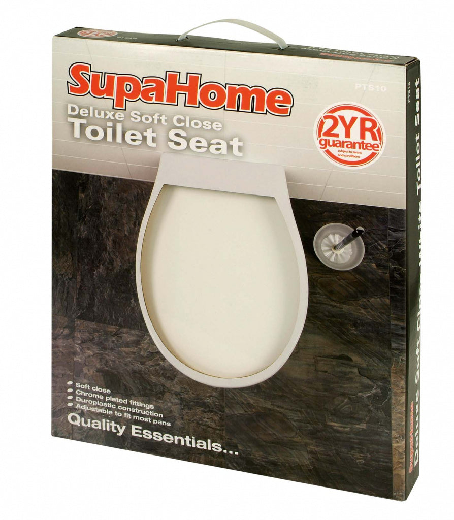 Deluxe Soft Close White Toilet Seat