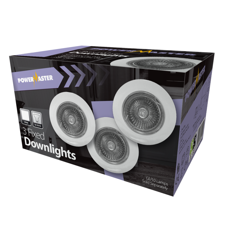3 Pack Fixed GU10 Downlights