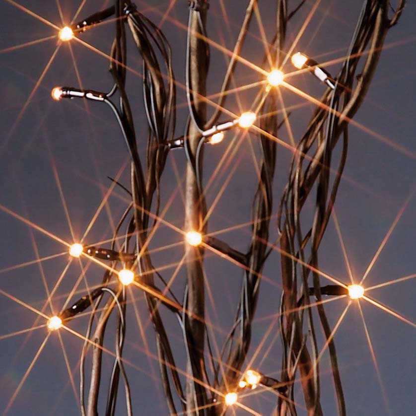 Black Twig With 80 Clear Rice Lights