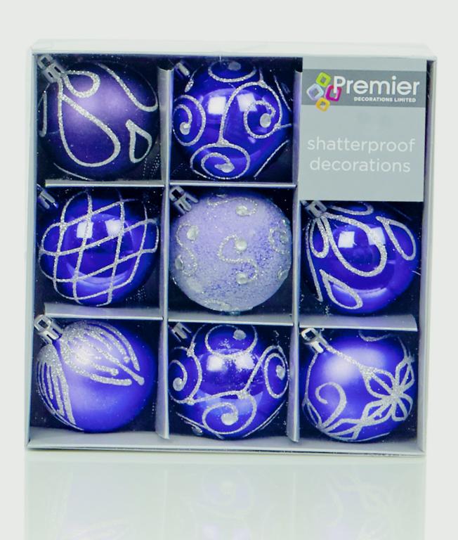 60mm  Decorated Balls Pack 9
