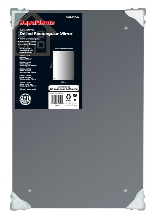 Drilled Rectangular Mirror