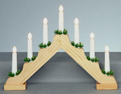 Battery Operated 7 LED Wooden Candlebridge