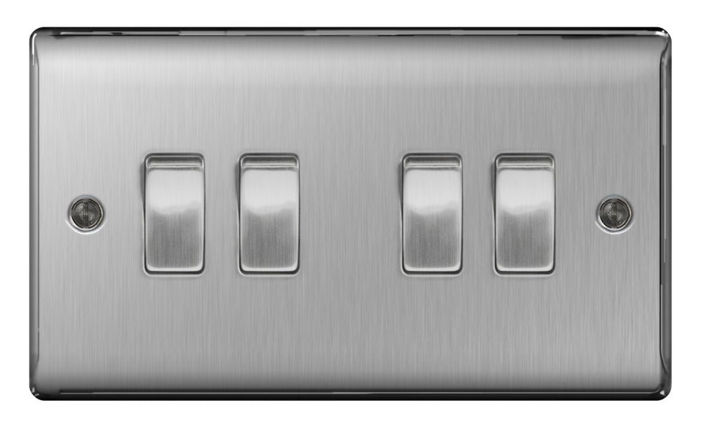 Brushed Steel 10ax Plate Switch 2 Way