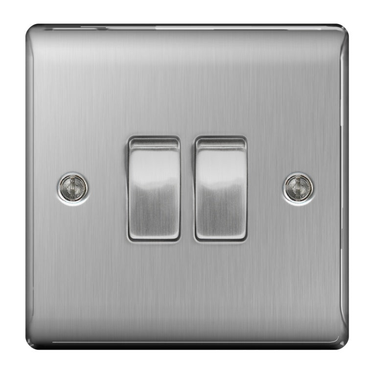 Brushed Steel 10ax Plate Switch 2 Way