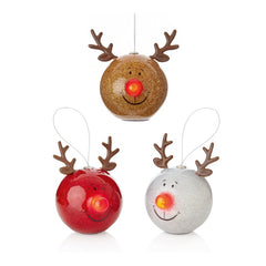 Battery Operated Glitter Reindeer Ball