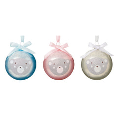 Baby Glass Baubles Pink, Blue & White