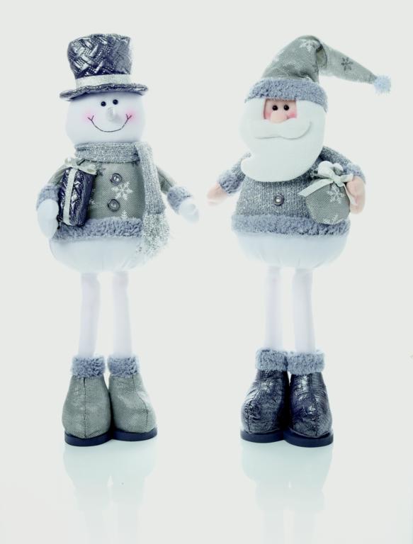 56cm 2 Asst Silver Standing Santa Snowman