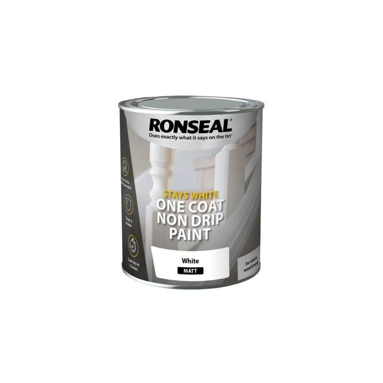 Stays White One Coat Non Drip Paint 750ml