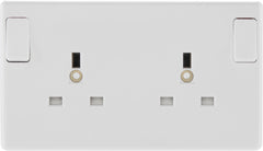 2 Gang White Round Edge Single Pole Switched Socket