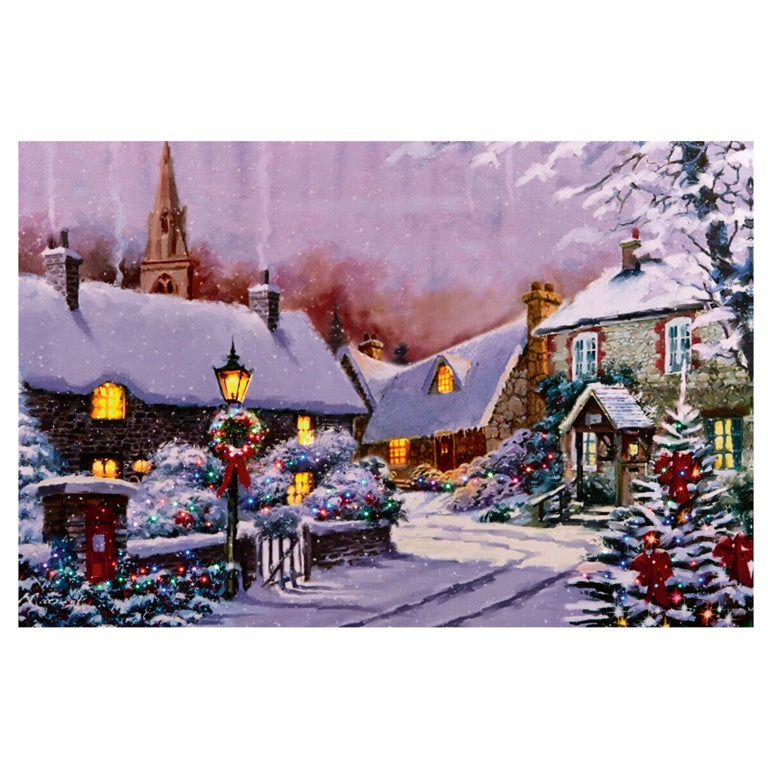 Christmas Scene With Lamp Post Canvas