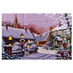 Christmas Scene With Lamp Post Canvas