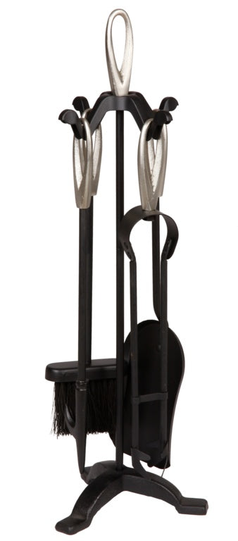 Black Companion Set With Pewter Handles 5 Piece