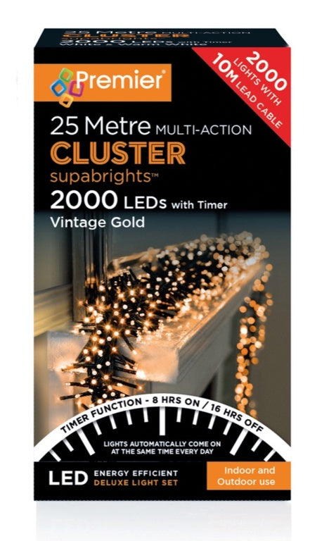 2000 LED Multi Action Supabrights Cluster Lights With Timer
