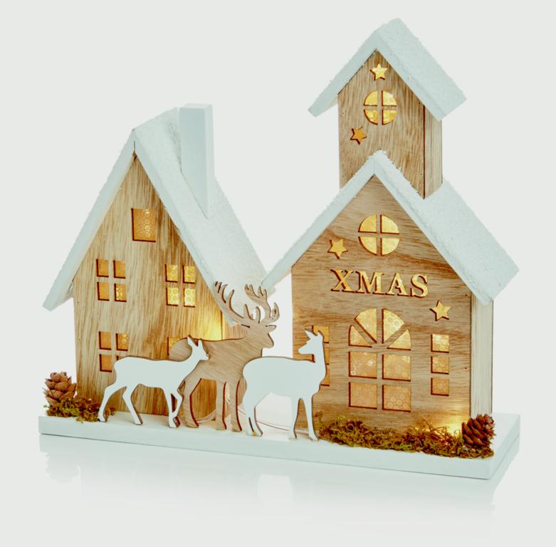 Christmas House Scene With Warm White LEDs