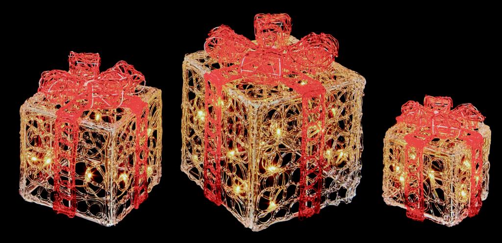 Acrylic Clear Red Parcels with White LEDS