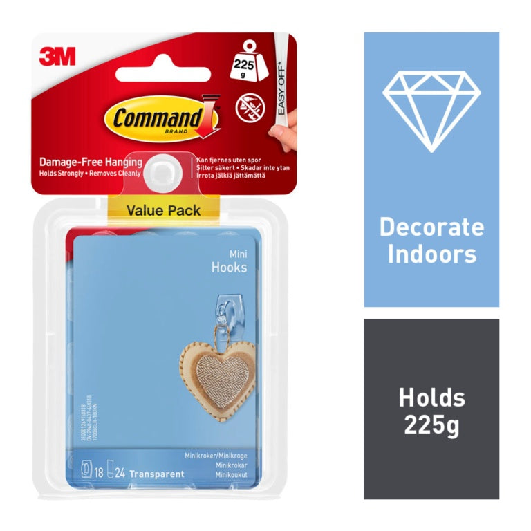 Mini Clear Hooks with Clear Strips