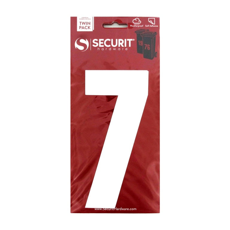 White Self Adhesive Wheelie Bin Numbers Pack 2
