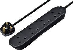 4 Gang Black Extension Lead With 2m Cable