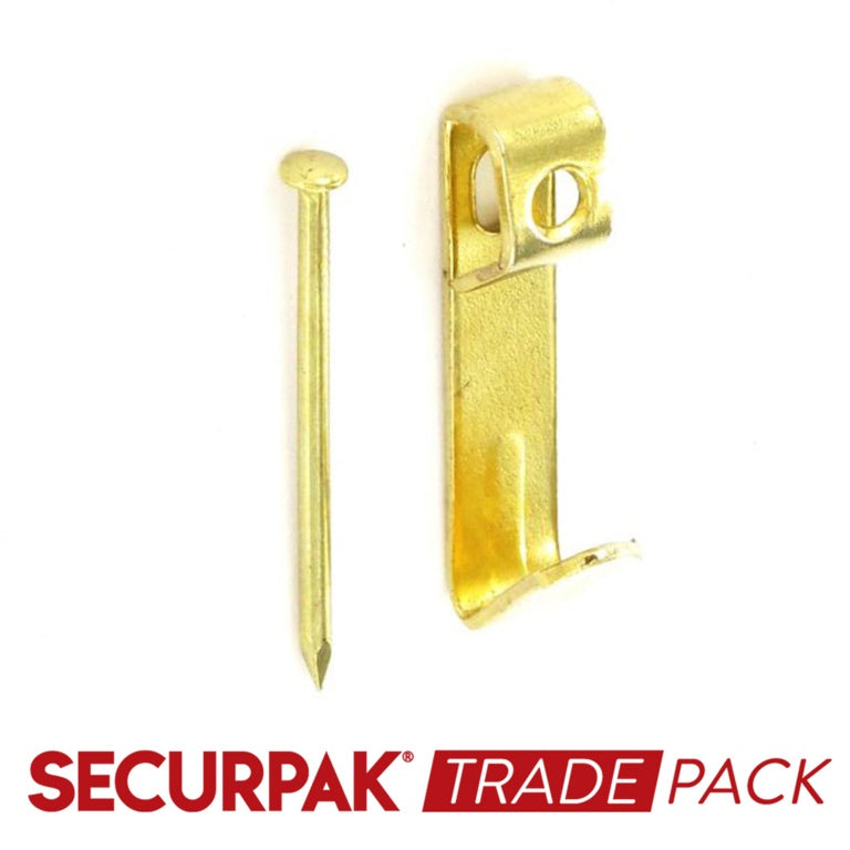 Sngl Picture Hooks & Pins Brass Plated No.2