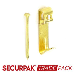 Sngl Picture Hooks & Pins Brass Plated No.2