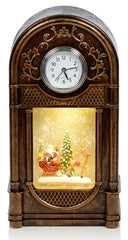 Antique Gold Clock Glitter With Spinner Santa