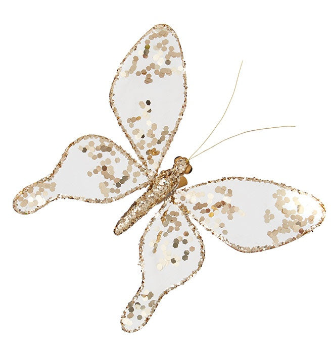 12cm Voile Sequins Clip Butterfly