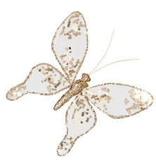 12cm Voile Sequins Clip Butterfly