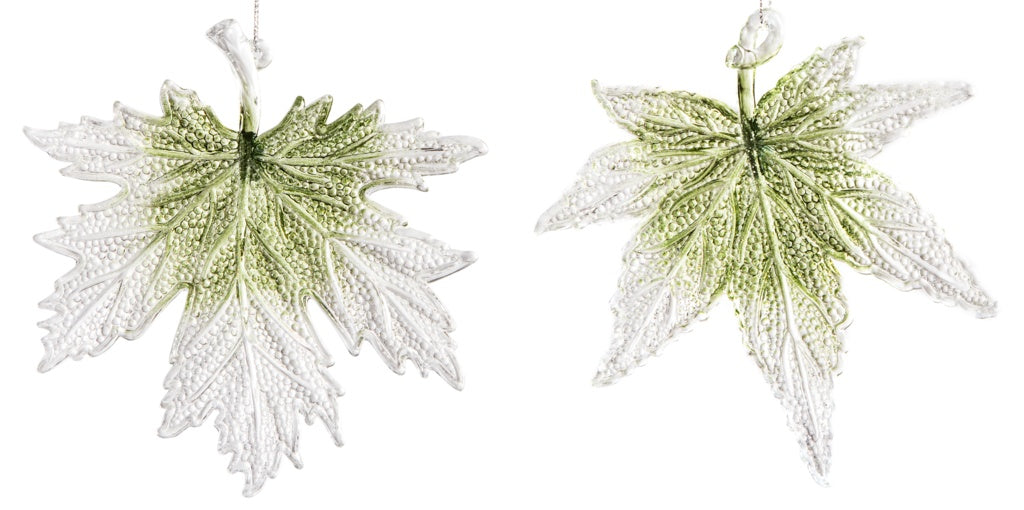 Acrylic White Green Leaf Frost