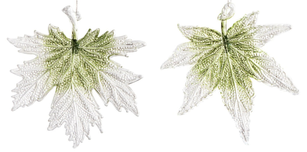 Acrylic White Green Leaf Frost