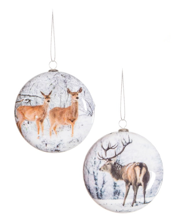 4 Piece Set Reindeer Decoupage Bauble