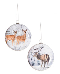 4 Piece Set Reindeer Decoupage Bauble