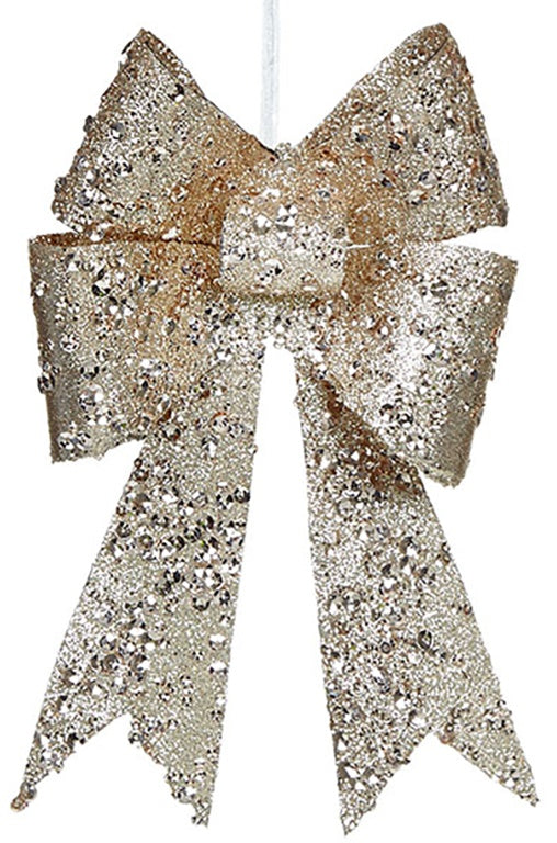 Beaded Glitter Bow Clip