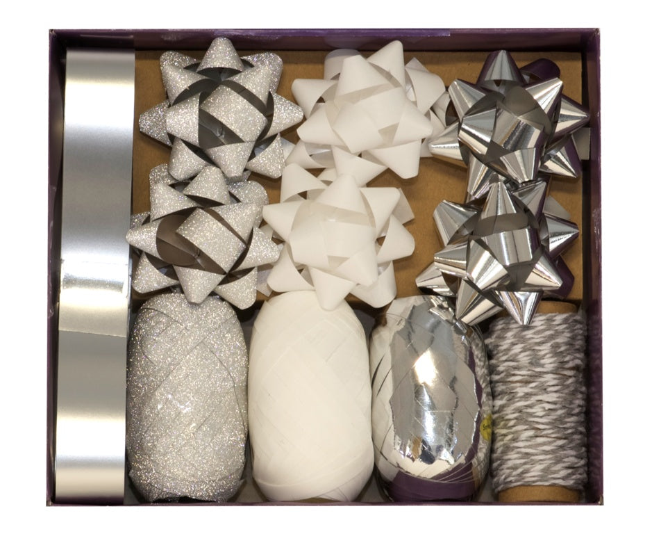 Silver Bow And Ribbon Set