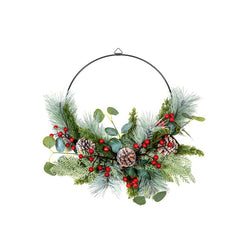 Berry Cone Half Wreath Eucalyptus
