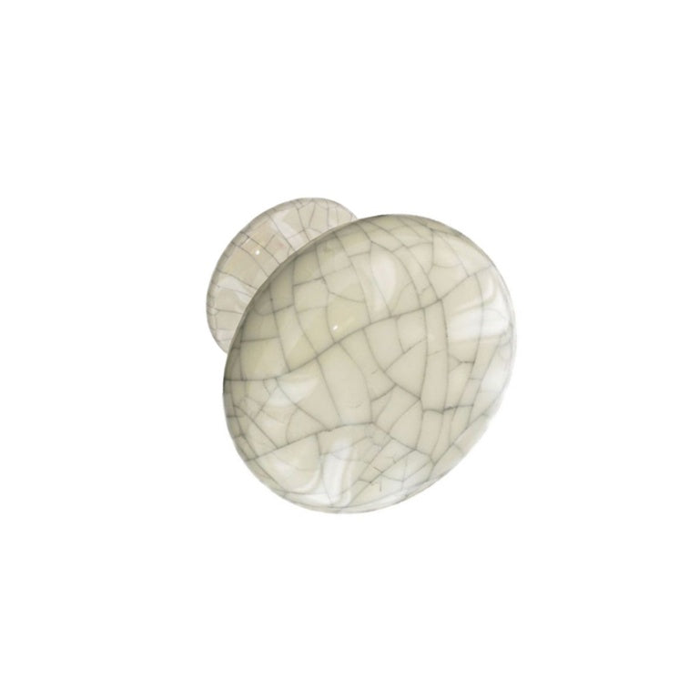 Cracked White Ceramic Knobs (2)